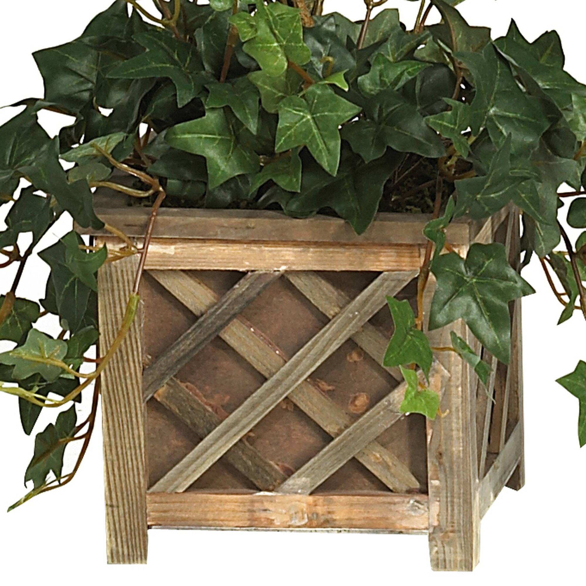 34" Artificial Bougainvillea Topiary with Wood Box